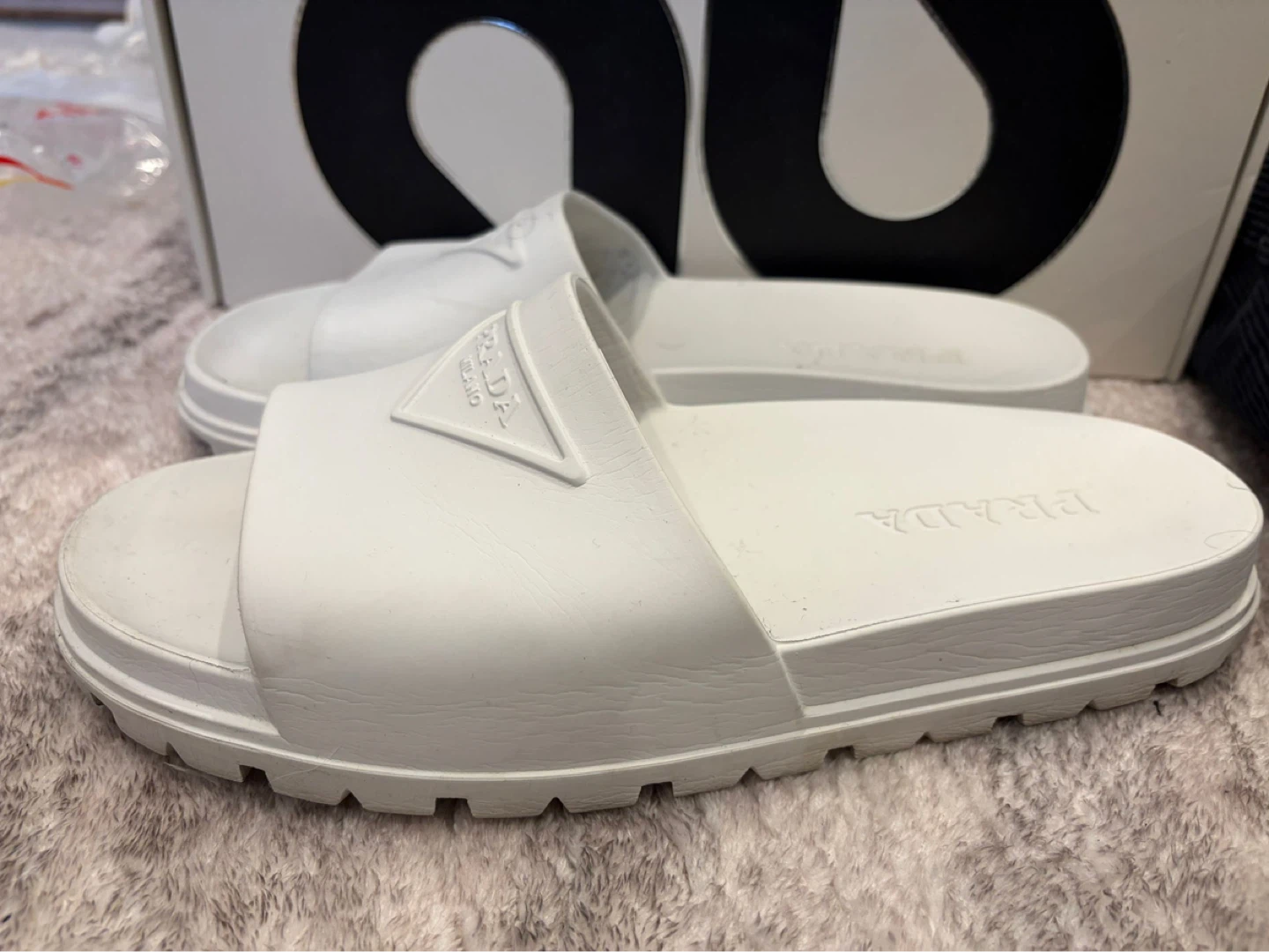 Prada White Rubber Slides - photo 3