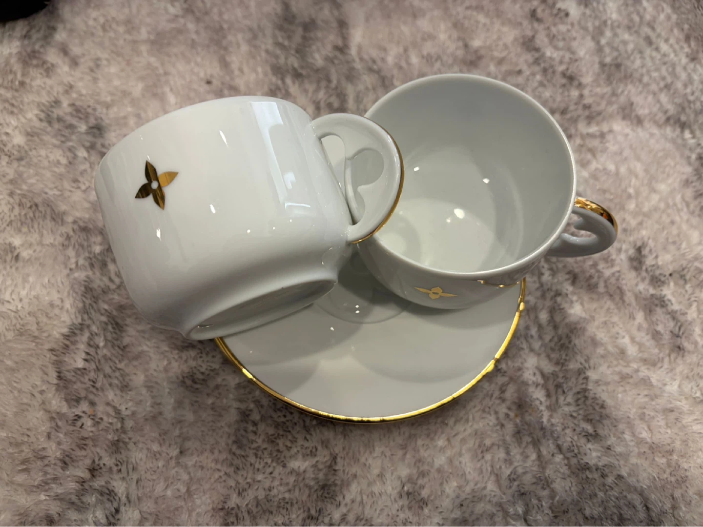 Louis Vuitton Paris White Porcelain Espresso Cup and Saucer Set