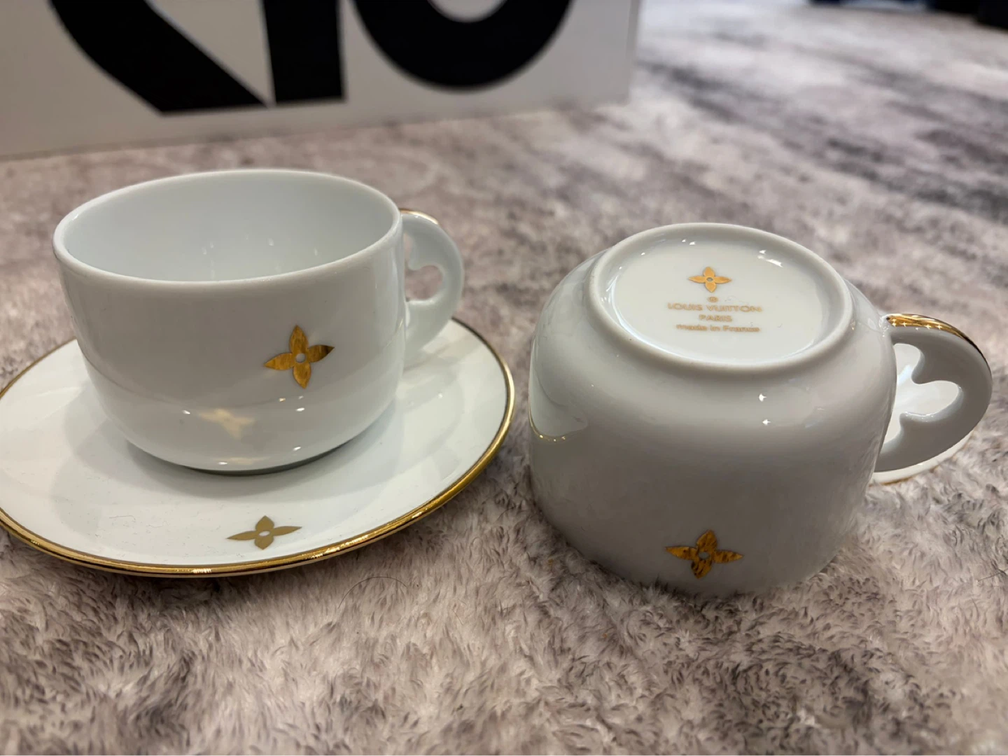 Louis Vuitton Paris White Porcelain Espresso Cup and Saucer Set - photo 2