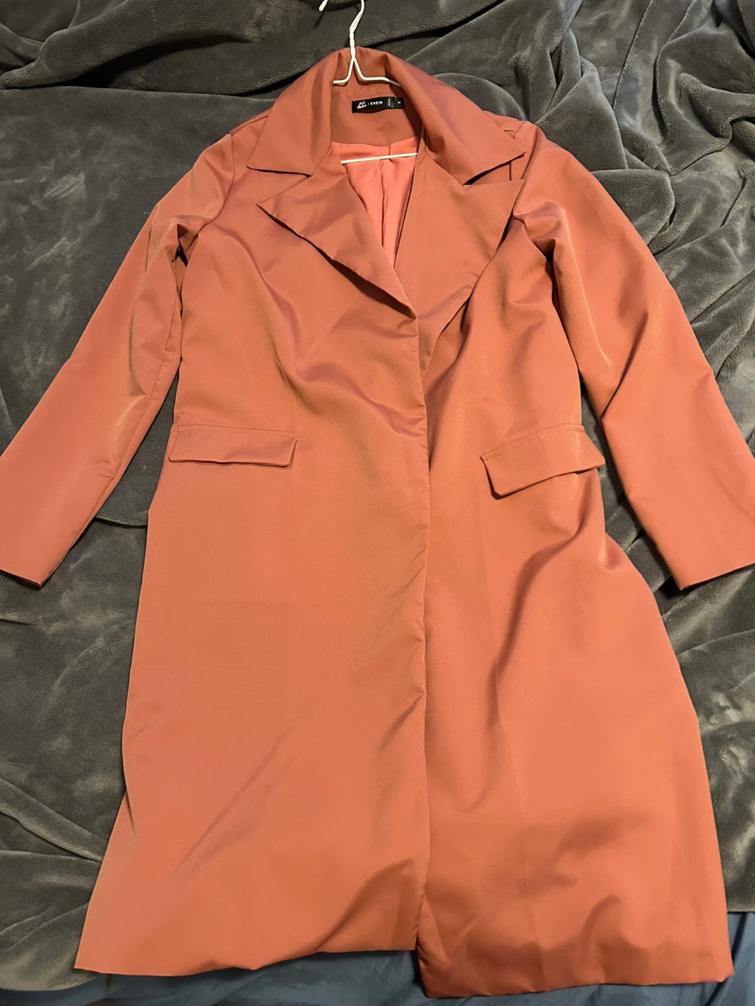 SHEIN x Love and Make Long Trench Coat - Rose Pink, Size S