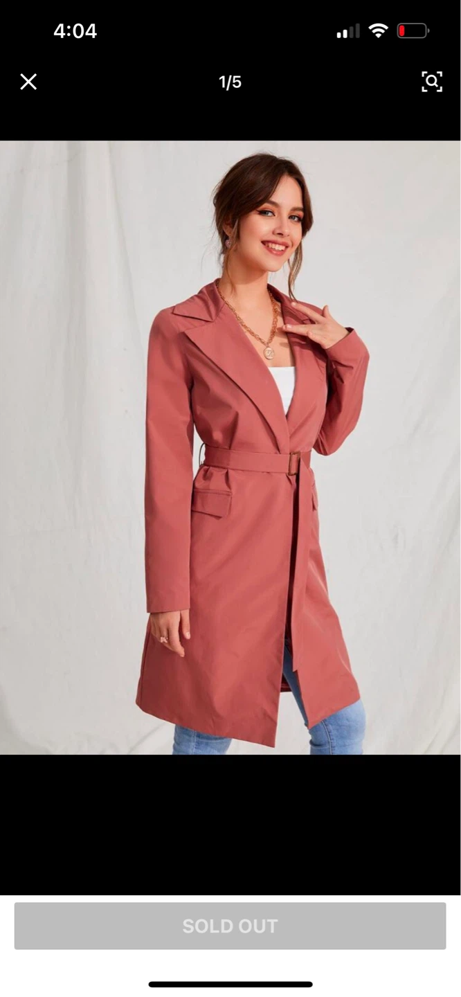 SHEIN x Love and Make Long Trench Coat - Rose Pink, Size S - photo 3