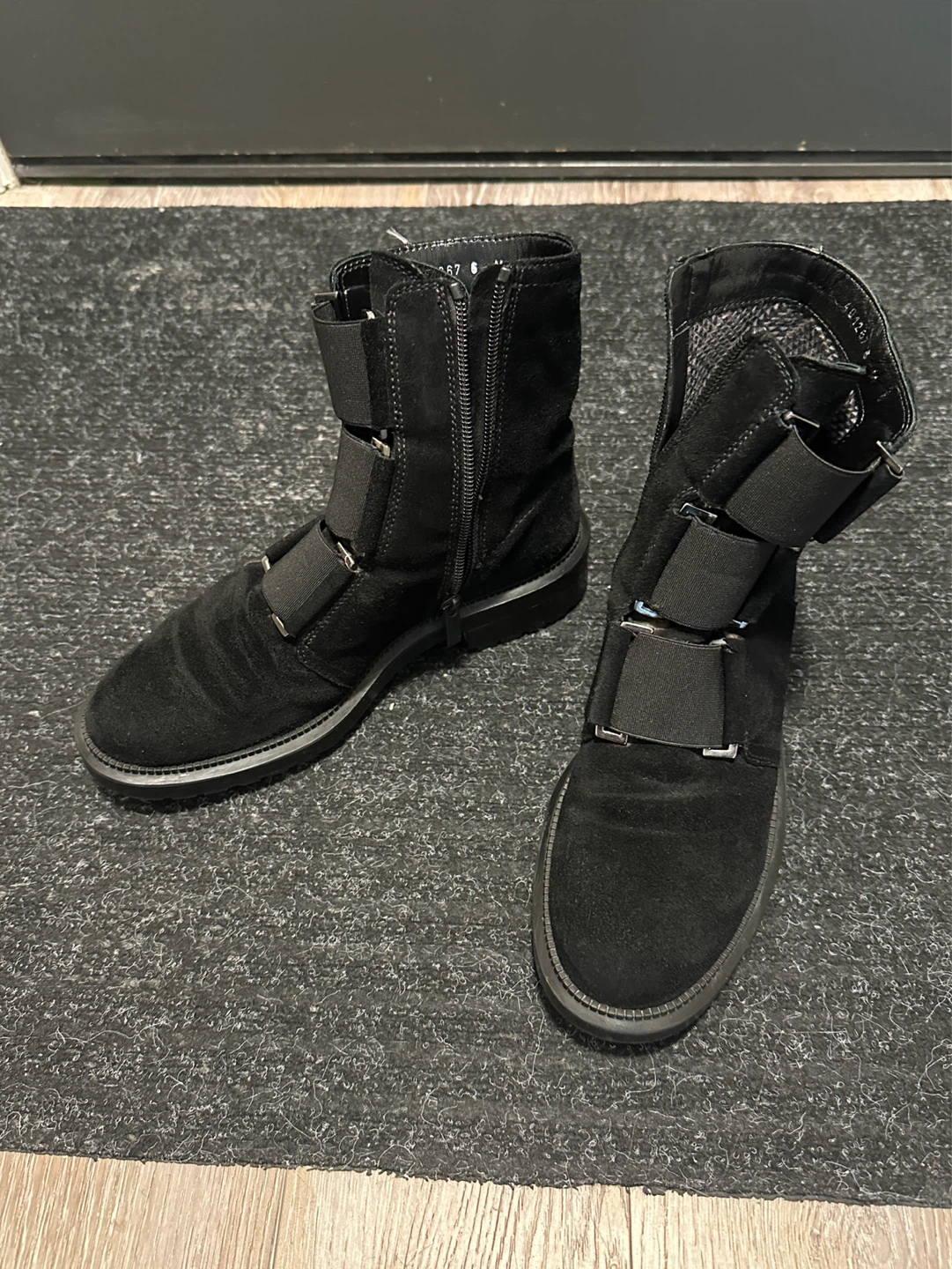 AQUATALIA Black Suede Buckle Boots - Size 6
