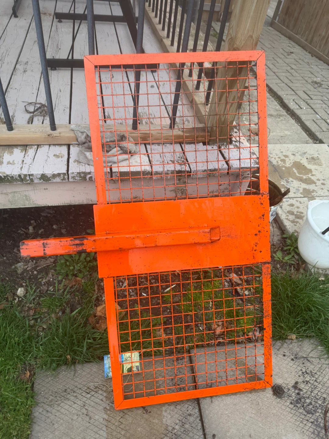 Orange Metal Grate Panel with Latch