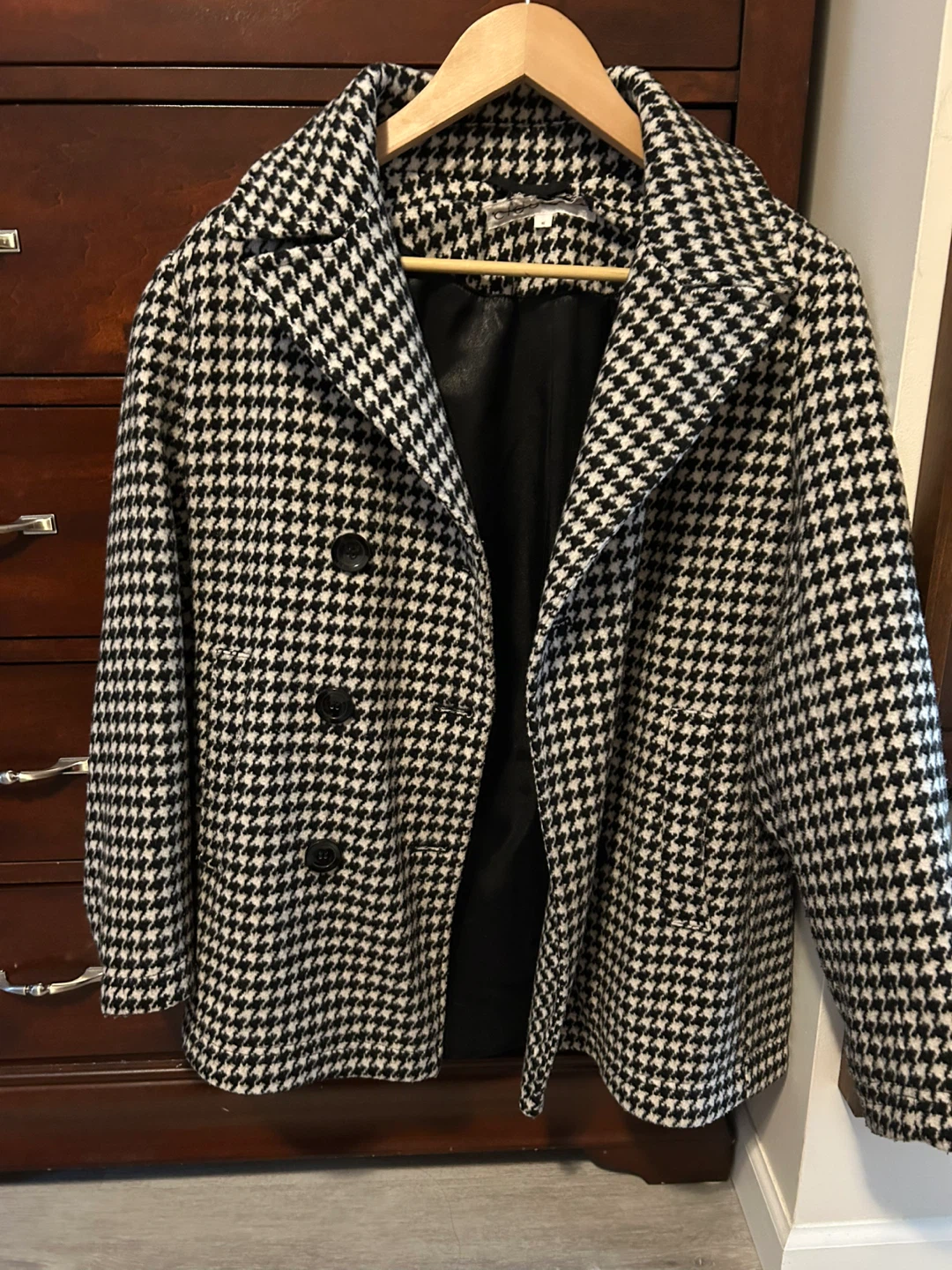 Women's Houndstooth Pea Coat Size 10