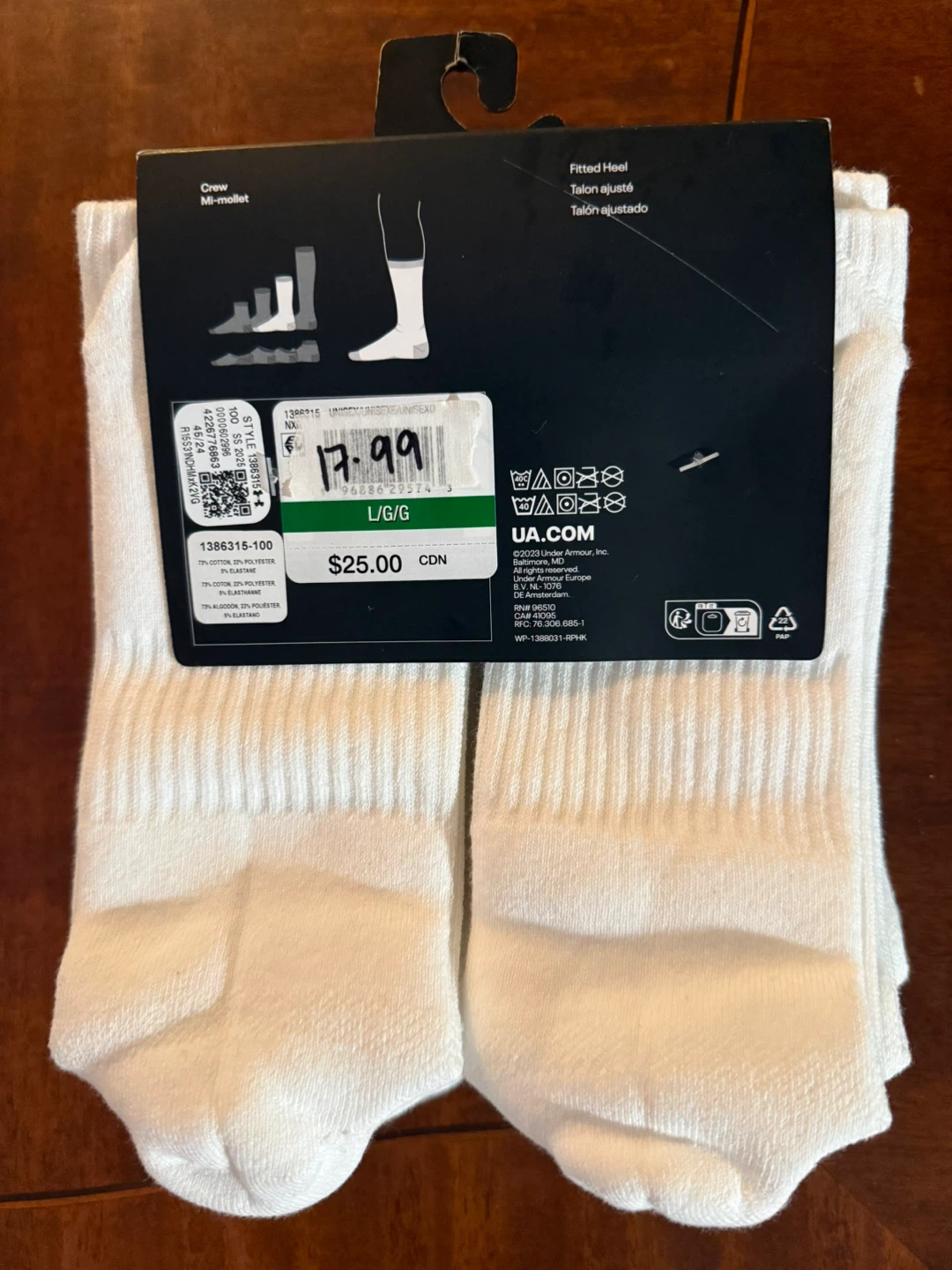Under Armour UA Training Cotton Socks - White (6-Pack) - photo 2