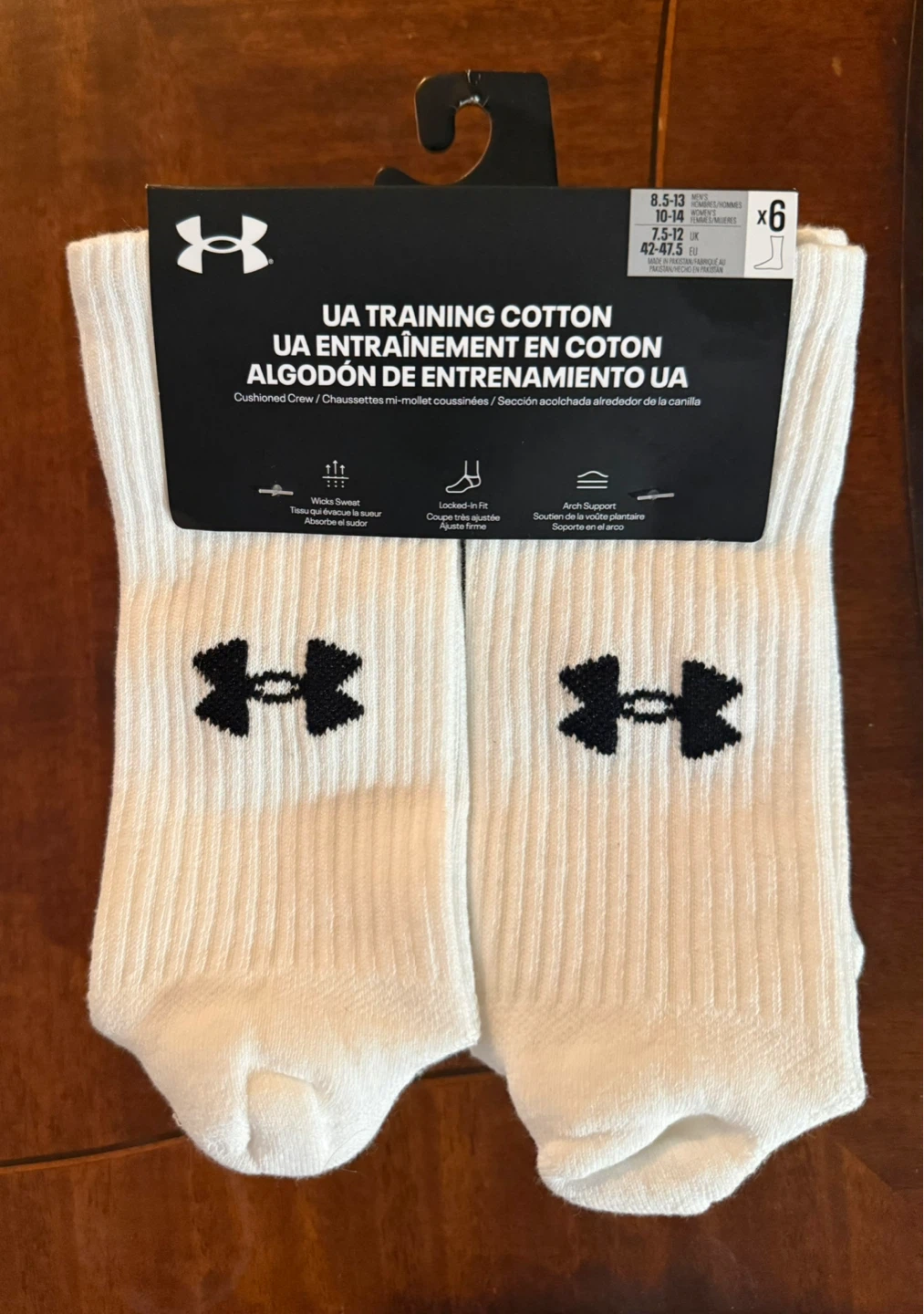 Under Armour UA Training Cotton Socks - White (6-Pack)