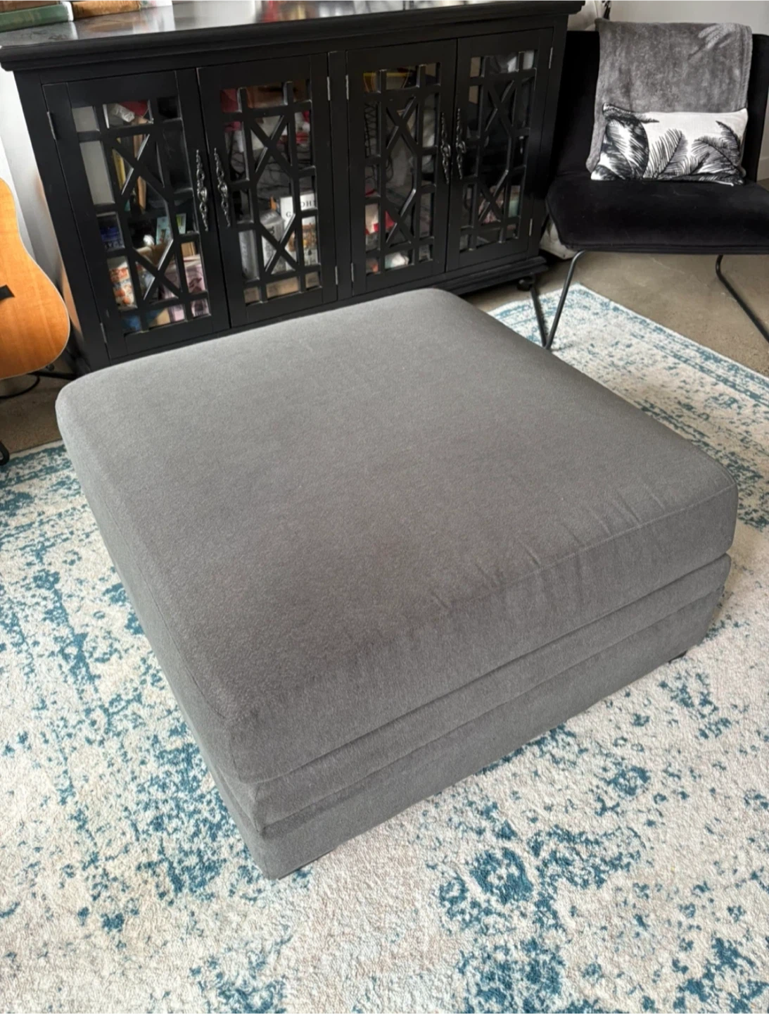 Large grey ottoman