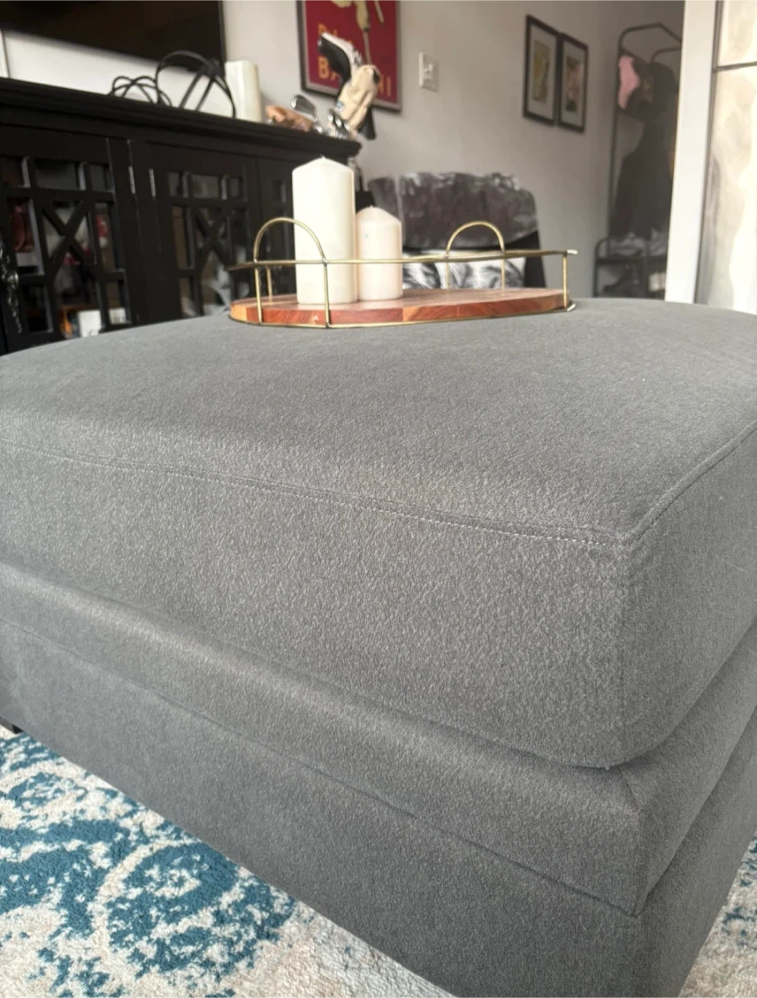 Large grey ottoman - photo 3