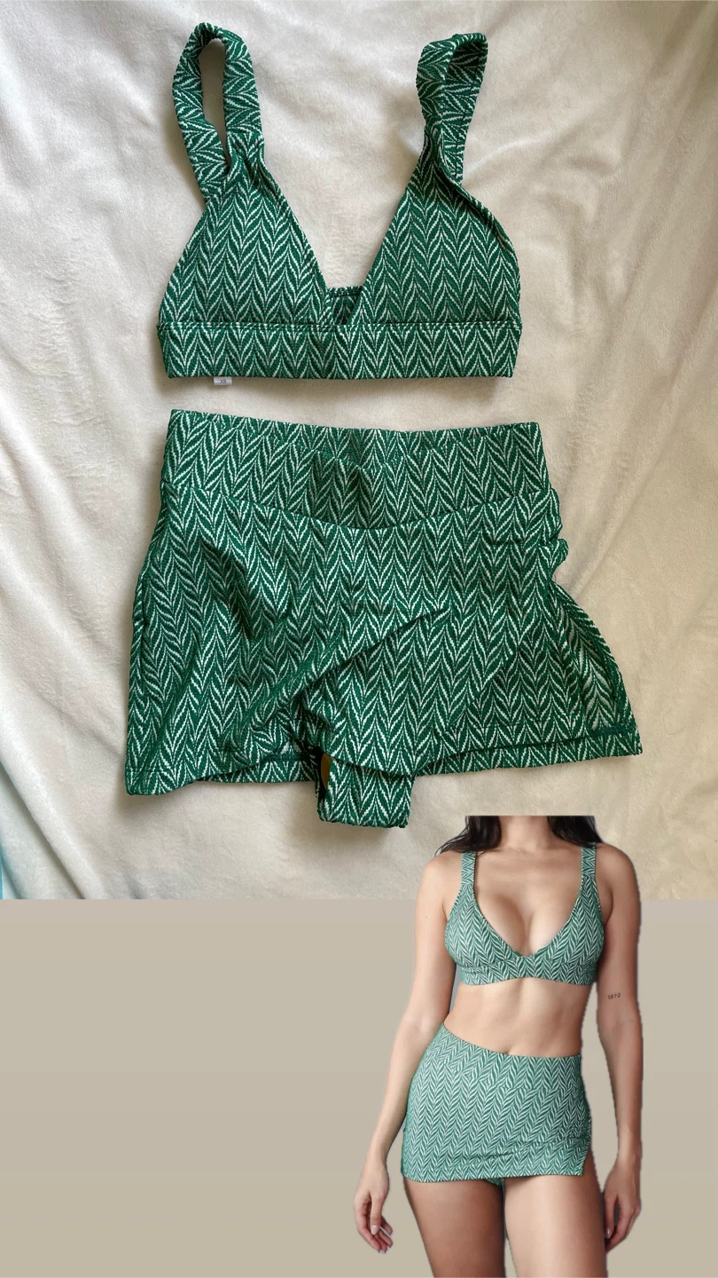 Green Leaf Print Bikini Set