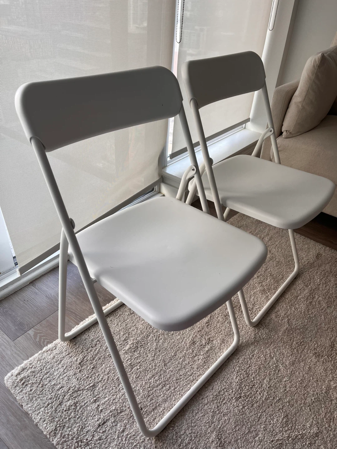 Pair of White Folding Chairs - photo 2