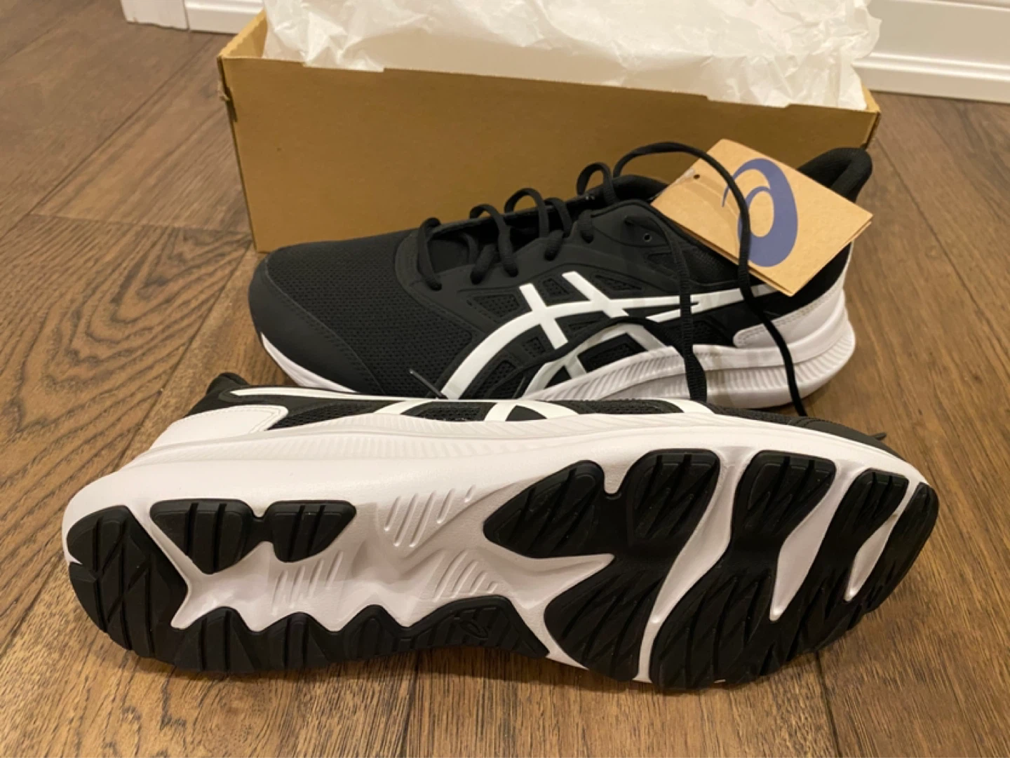 ASICS Black and White Running Shoes