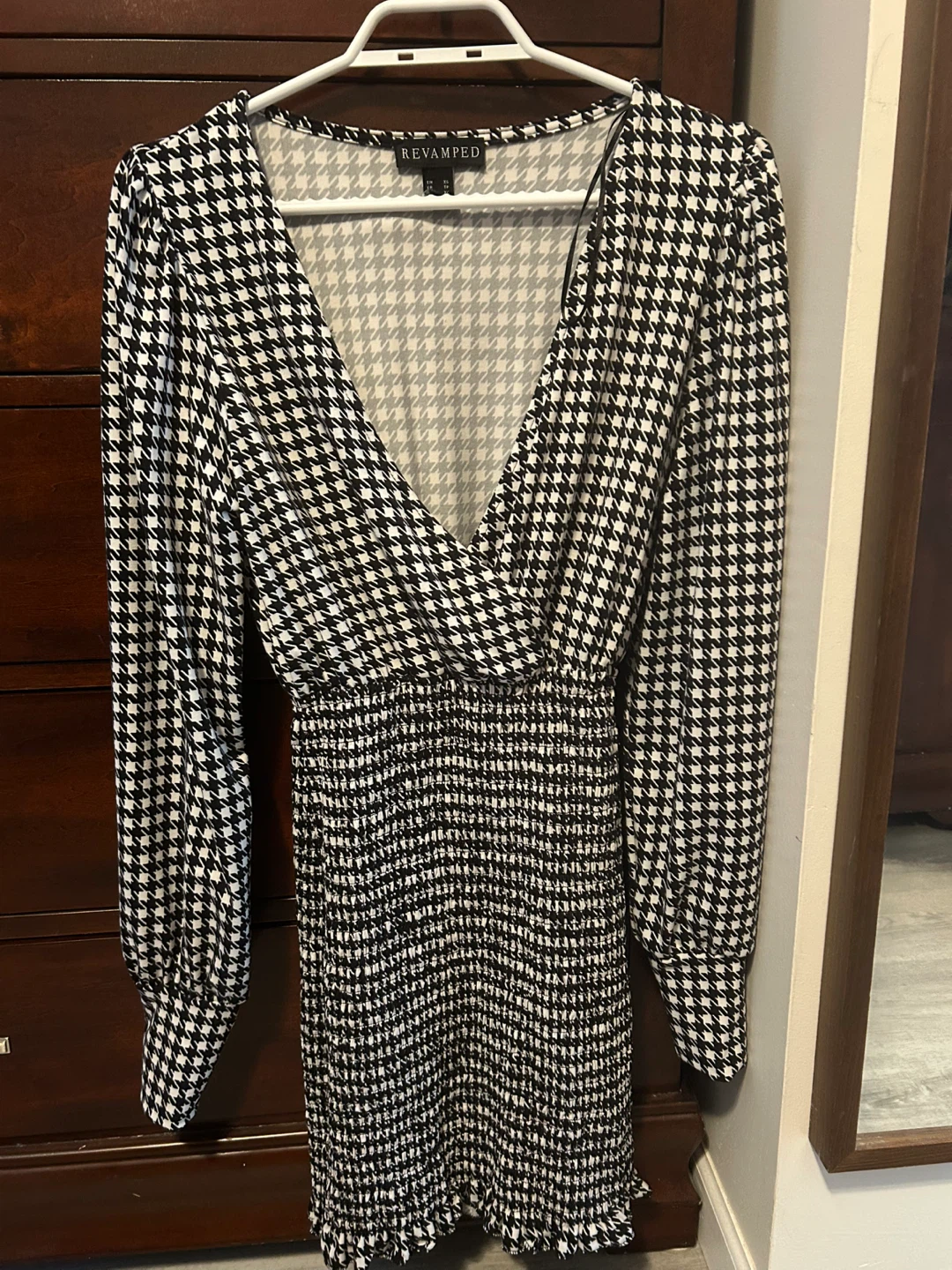Revamped Black & White Houndstooth Dress - XS