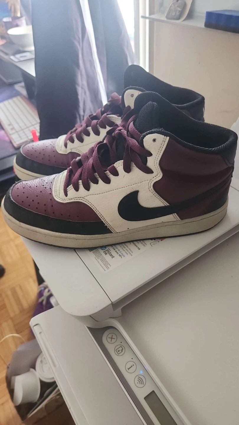 Nike Court Vision Mid Burgundy White High-Top Sneakers - photo 5