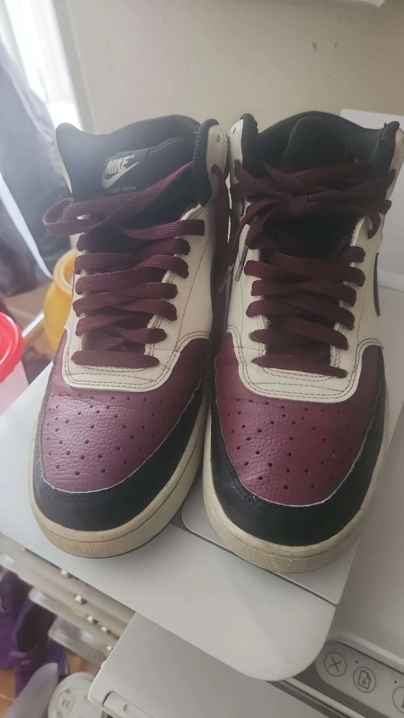Nike Court Vision Mid Burgundy White High-Top Sneakers