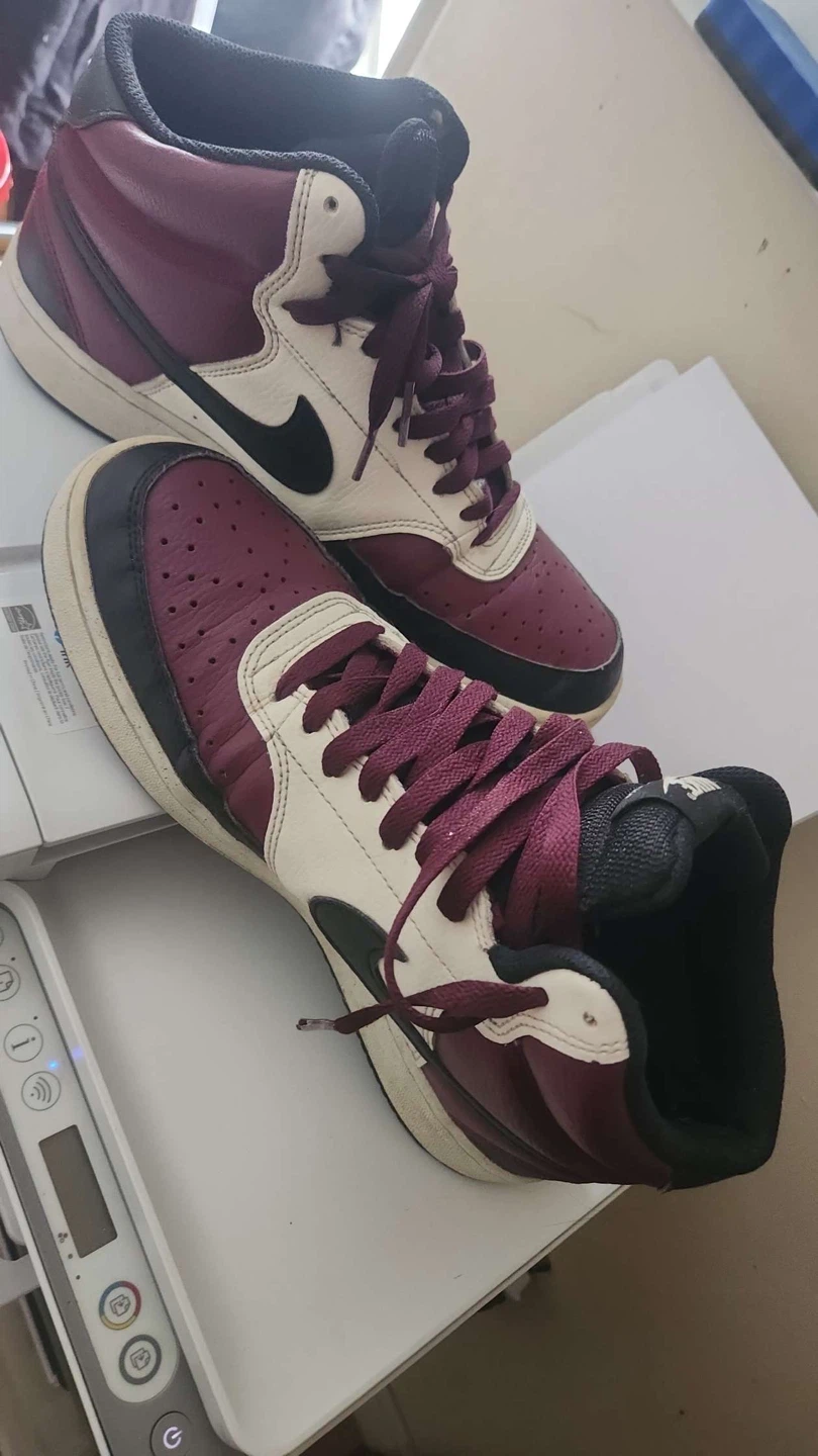 Nike Court Vision Mid Burgundy White High-Top Sneakers - photo 2
