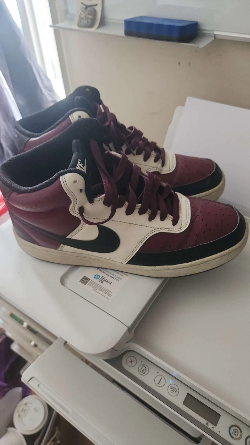 Nike Court Vision Mid Burgundy White High-Top Sneakers - photo 4