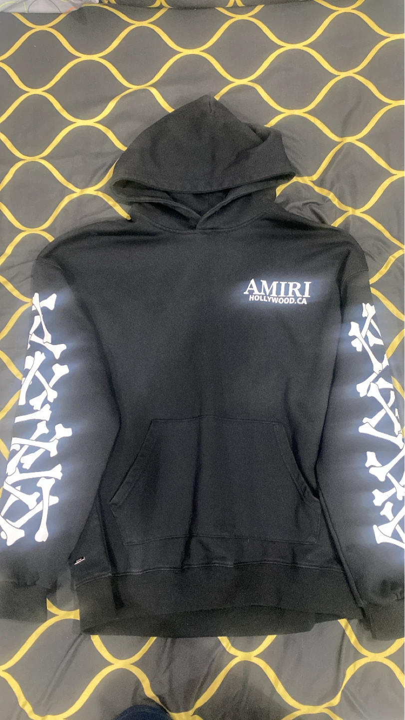 AMIRI Hollywood CA Black Bone Print Hoodie