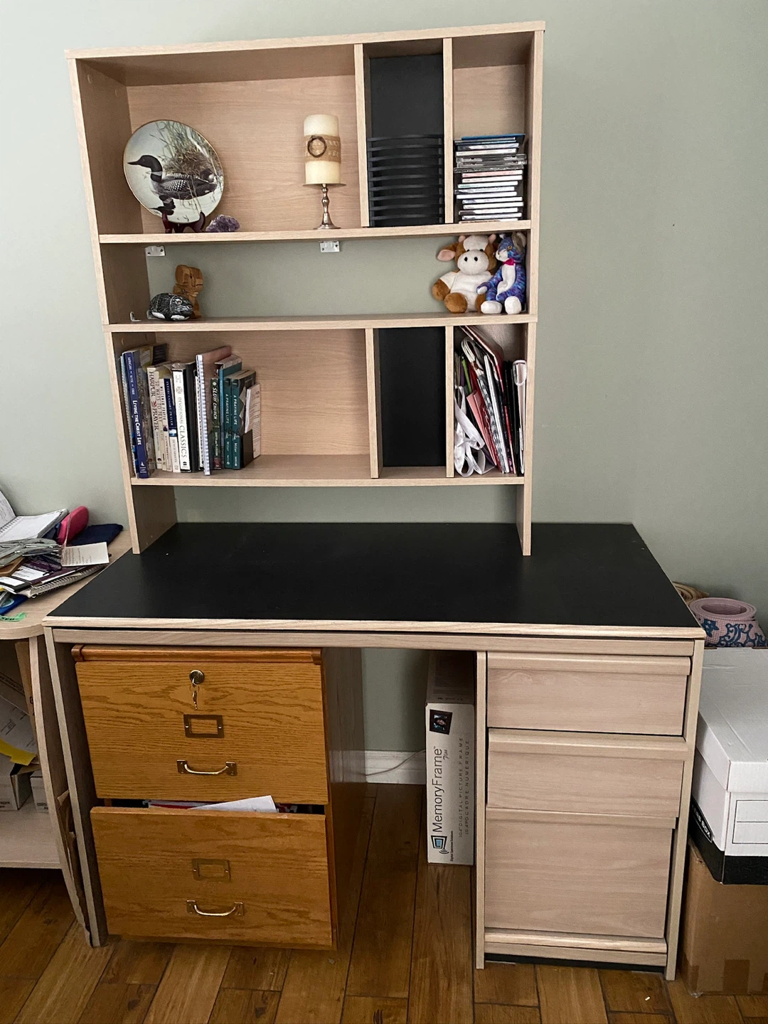 Wooden Desk with Hutch and Drawers