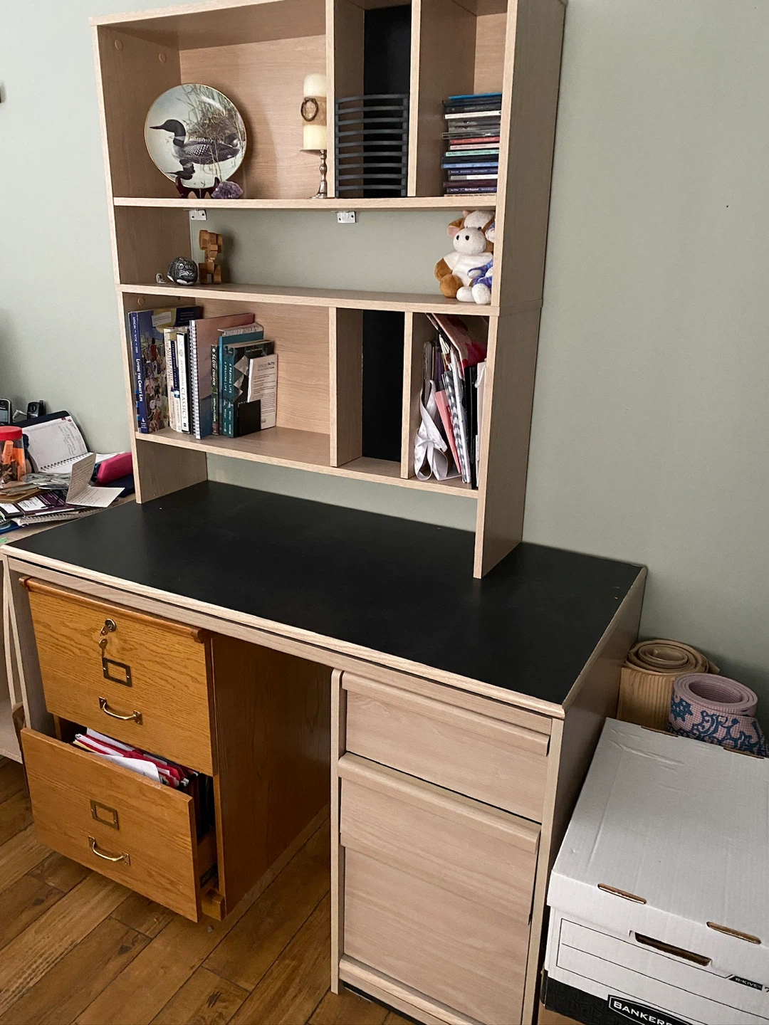 Wooden Desk with Hutch and Drawers - photo 2
