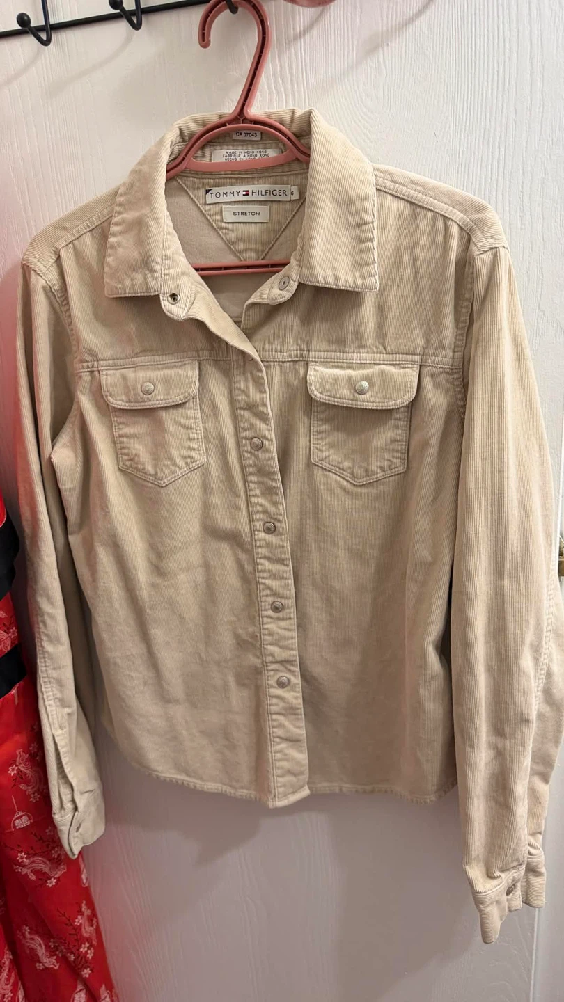 Tommy Hilfiger Beige Corduroy Stretch Shirt - Size S - photo 3