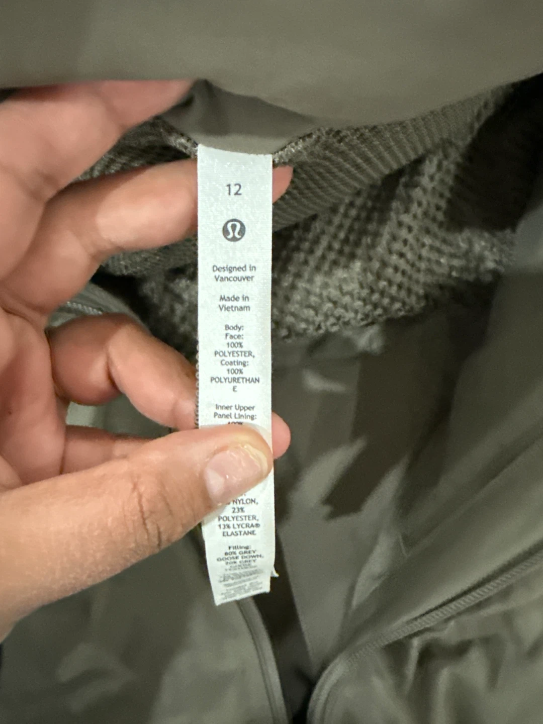 Lululemon Down Coat Women's Size 12 Grey Hooded Long - photo 2