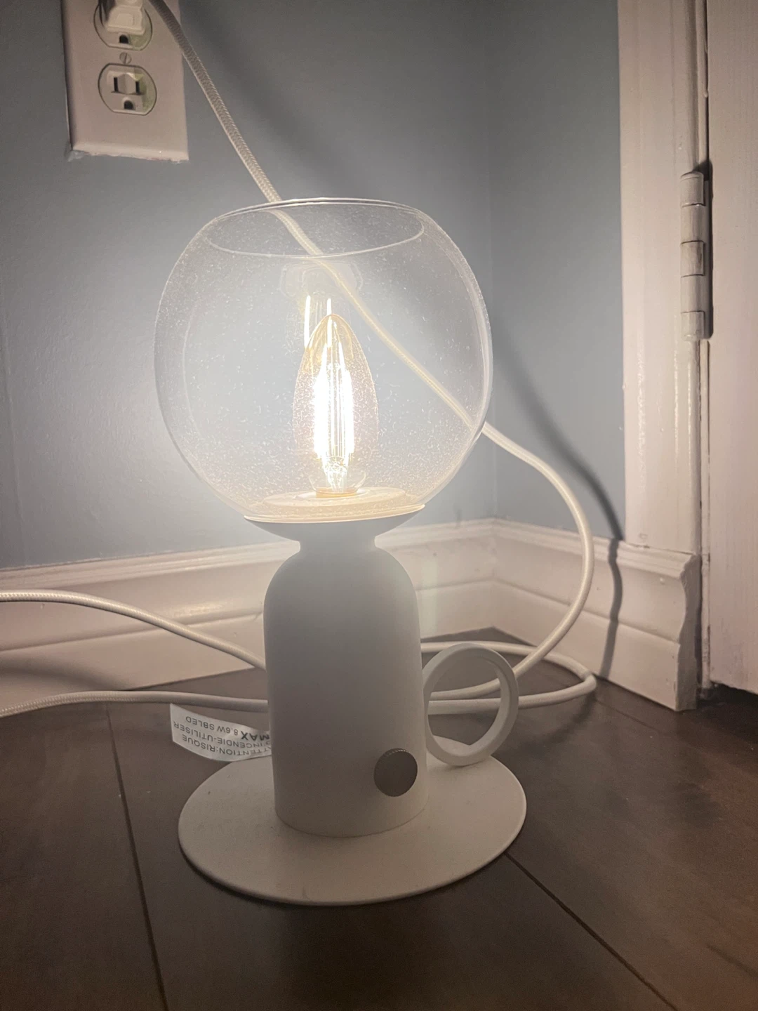 White Globe Table Lamp with LED Bulb