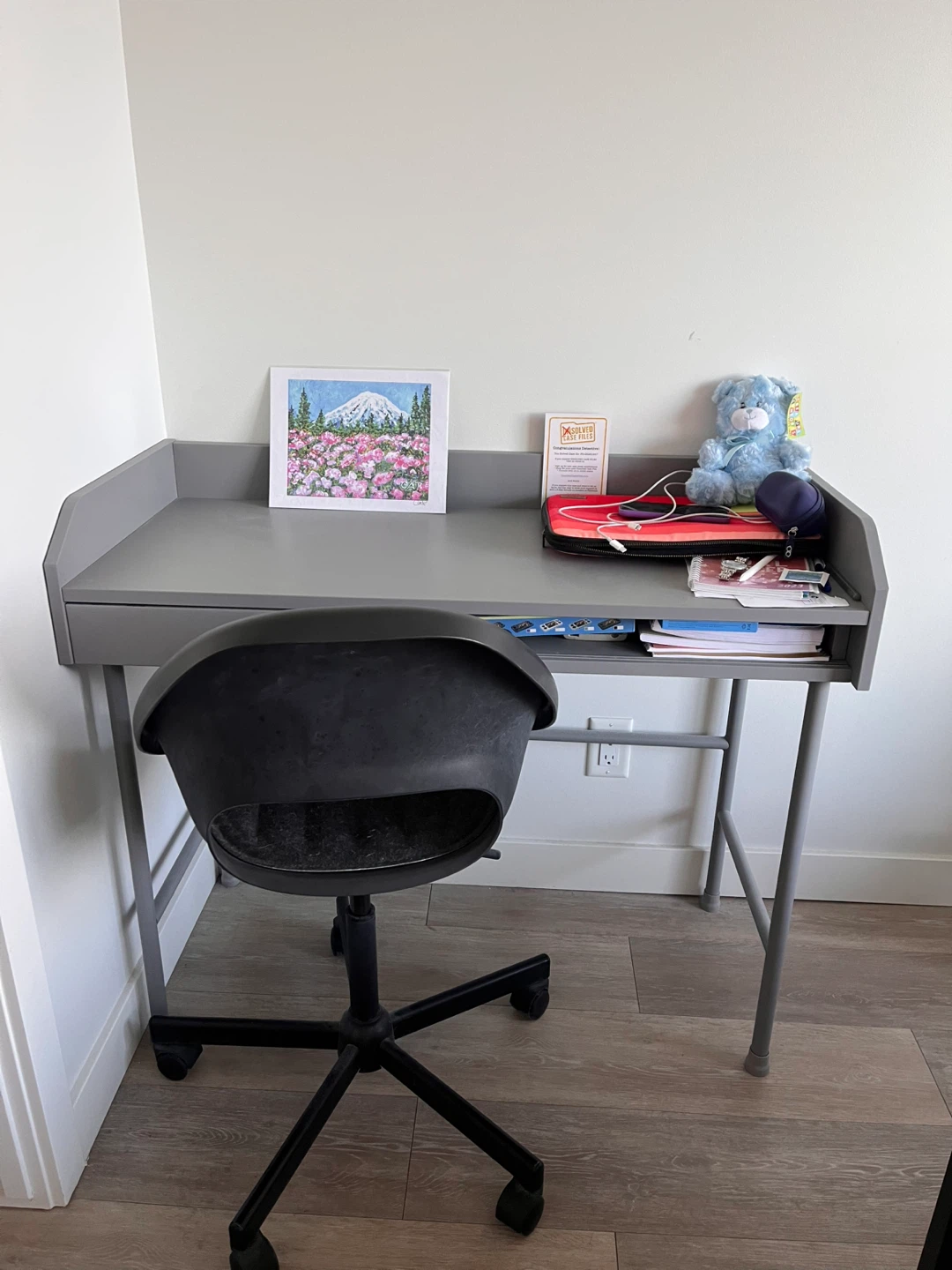 Grey Metal Desk with Chair
