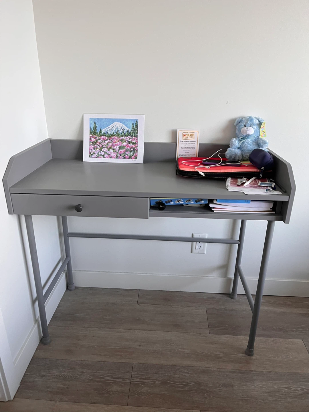 Grey Metal Desk with Chair - photo 2
