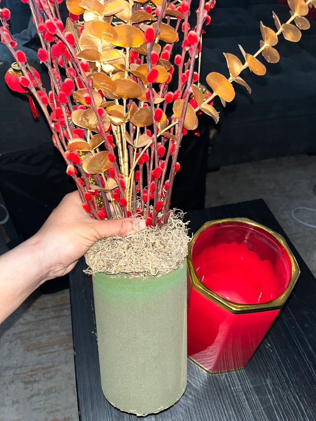 Red and Gold chinese New Years Arrangement with Lanterns - photo 4