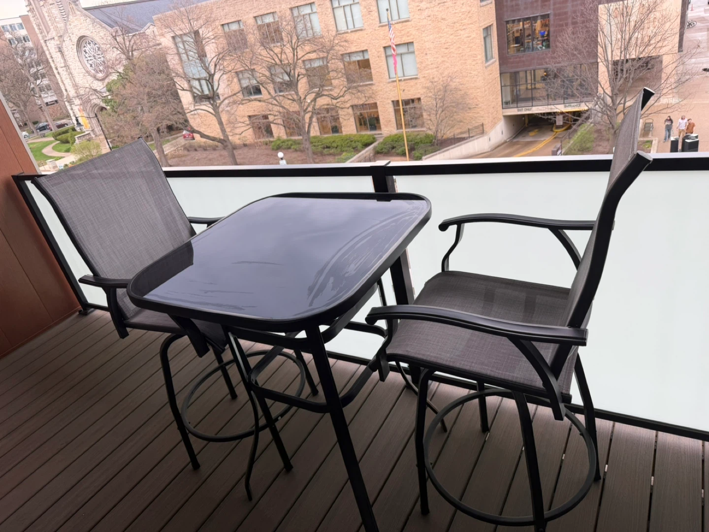 3-Piece Outdoor Bistro Set with Glass Table - photo 3