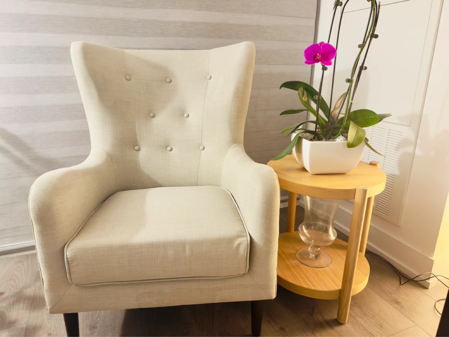 Grey Upholstered Accent Chair