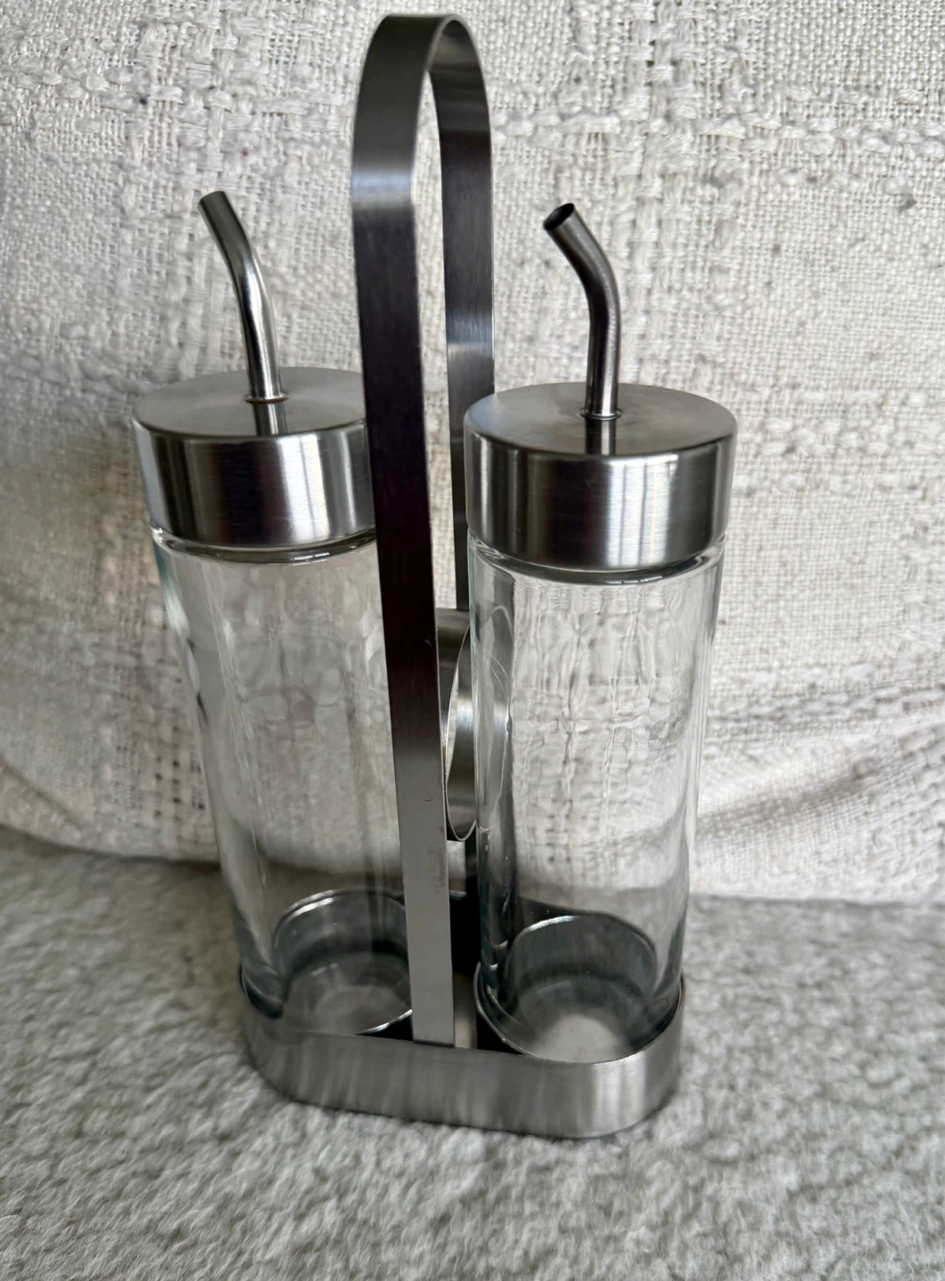 Glass Cruet oils and vinegars Set with Stainless Steel Spouts - photo 2