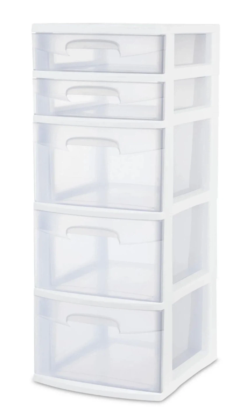 Sterilite 5-Drawer Storage Tower (White)