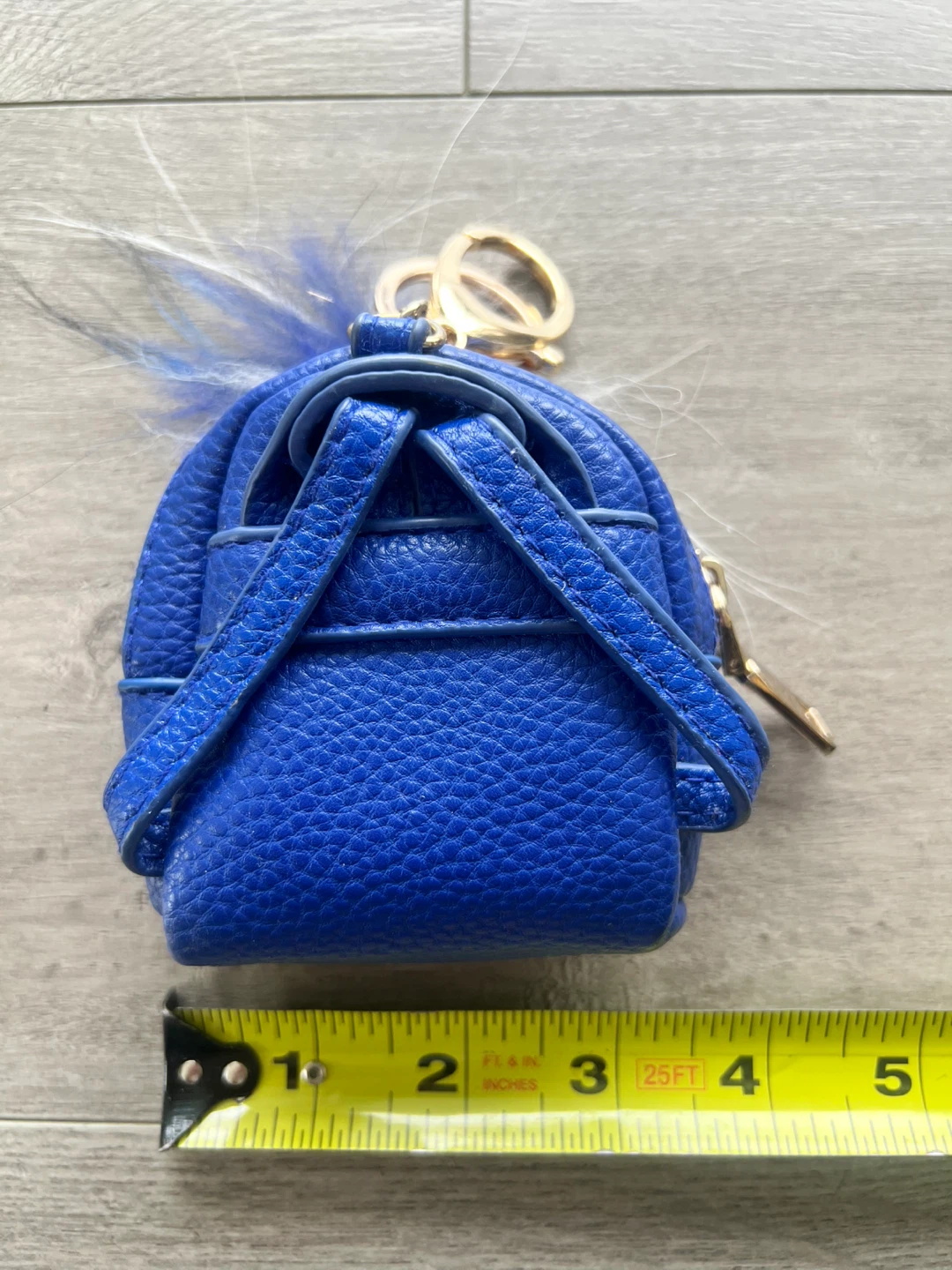 Blue Backpack Keychain with Fur Pom Pom - photo 5