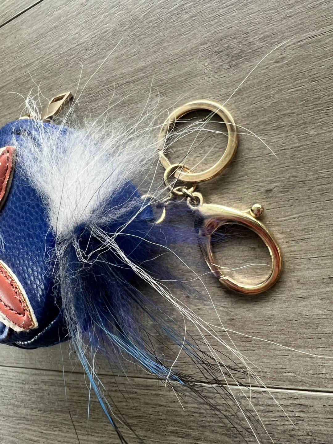 Blue Backpack Keychain with Fur Pom Pom - photo 3