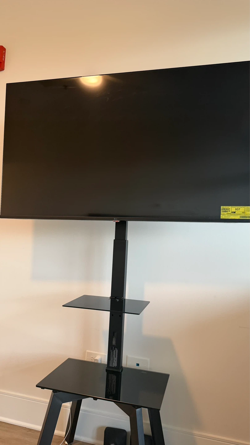 Black TV Stand with Shelves - photo 3