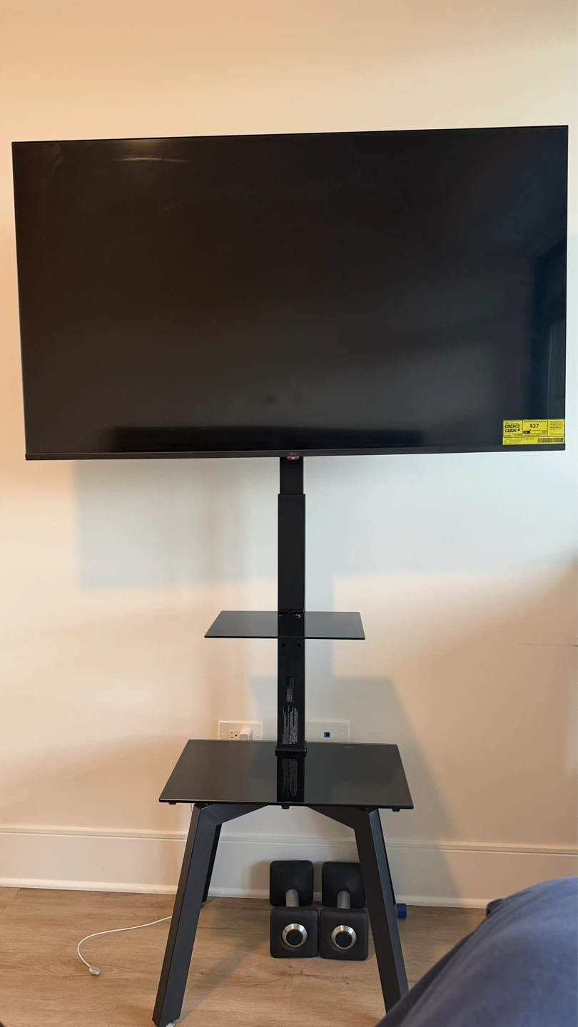 Black TV Stand with Shelves - photo 2