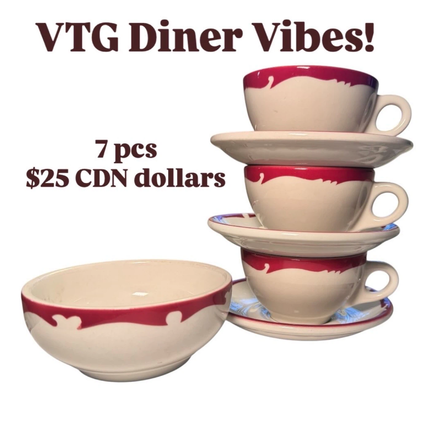 Vandesca Canada 1960s Cups and Saucers with Gravy Bowl