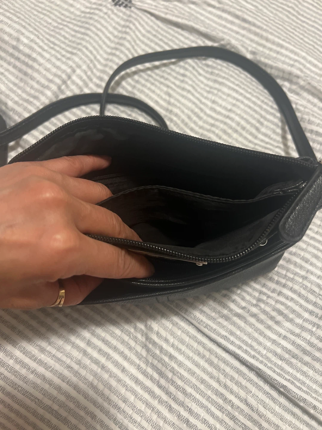 Black Faux Leather Crossbody Bag - photo 2