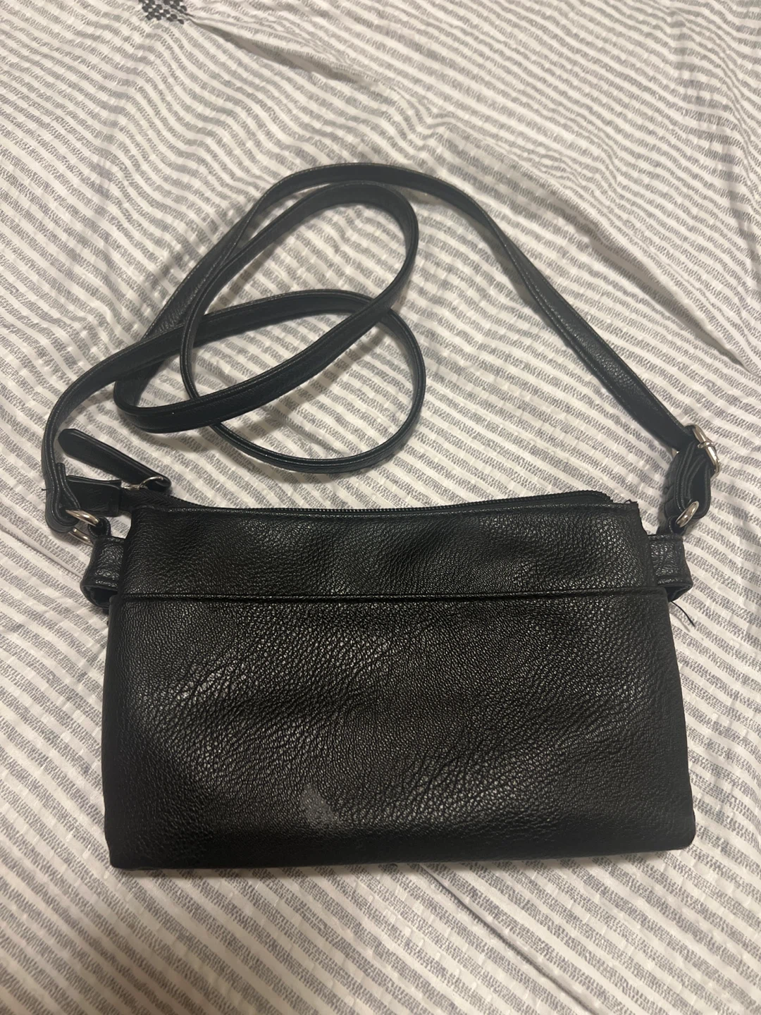 Black Faux Leather Crossbody Bag - photo 3