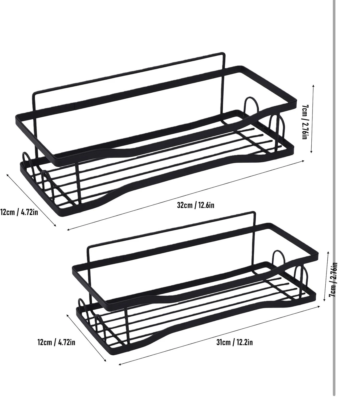 Black Metal Shower Caddy Shelves with Hooks - photo 5