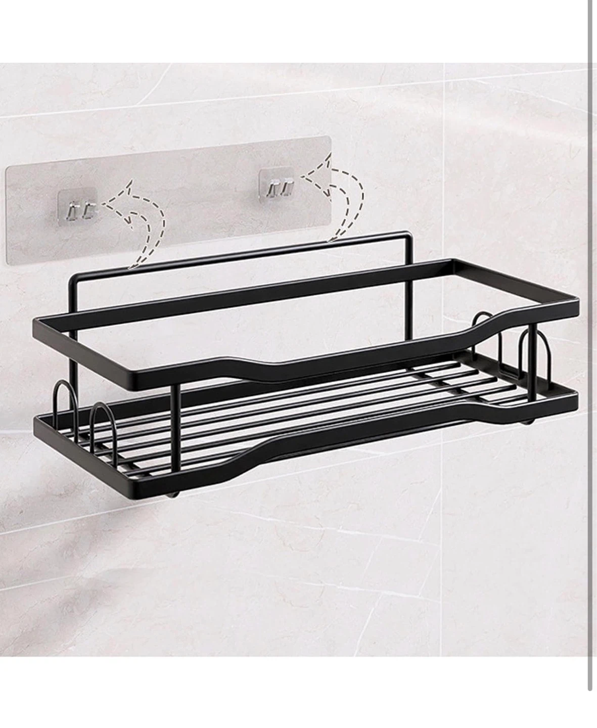 Black Metal Shower Caddy Shelves with Hooks - photo 2
