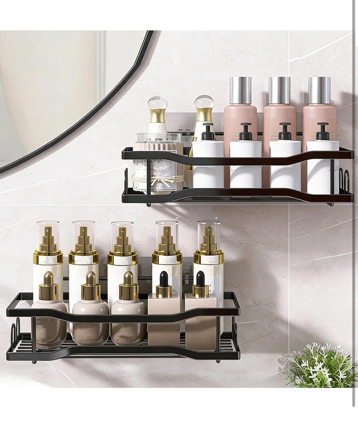 Black Metal Shower Caddy Shelves with Hooks - photo 3