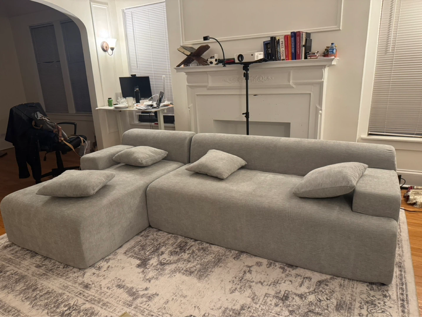 Gray Chenille Sectional Sofa with Chaise - photo 5