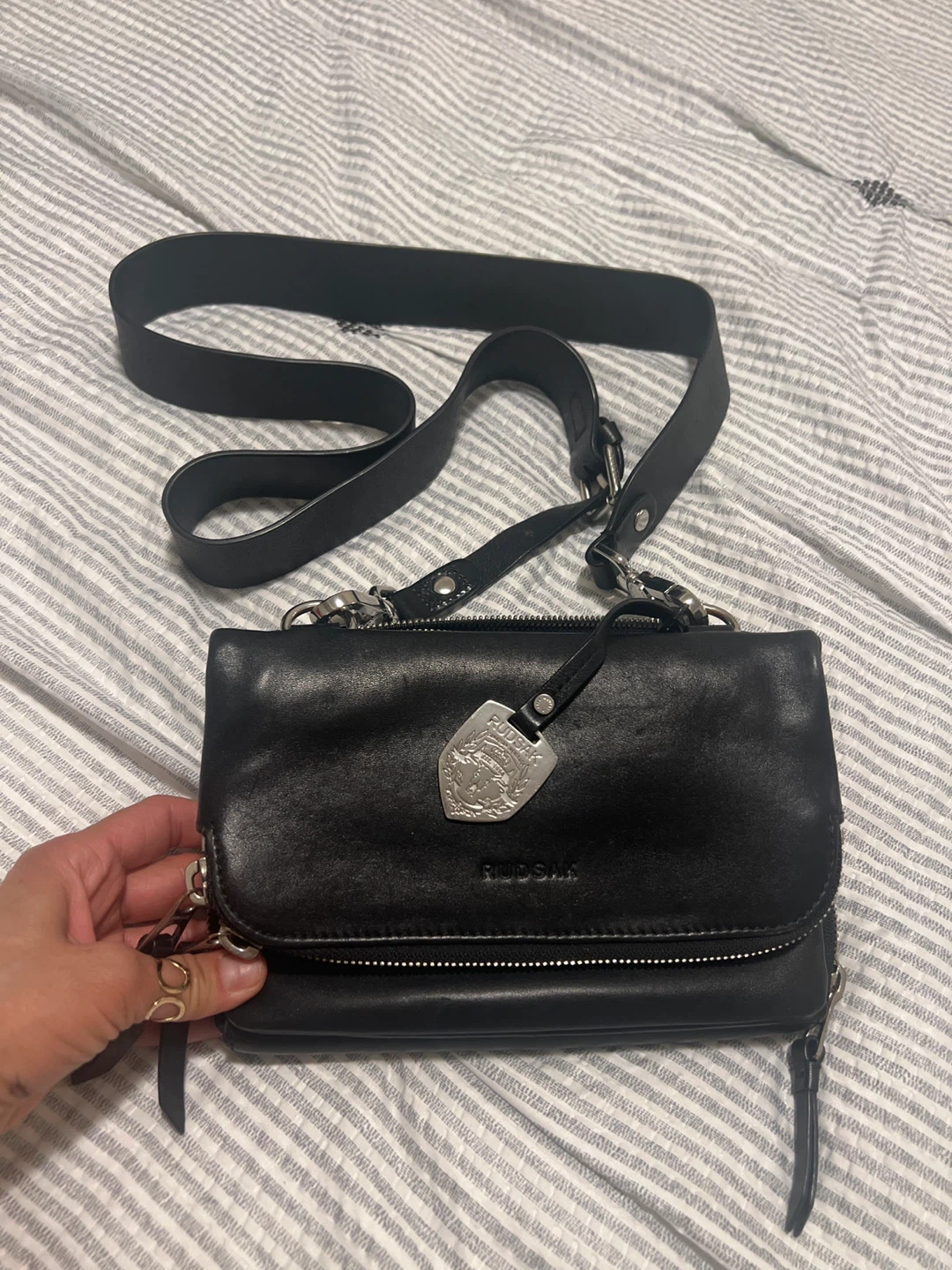 RUDSAK Black Leather Crossbody Bag