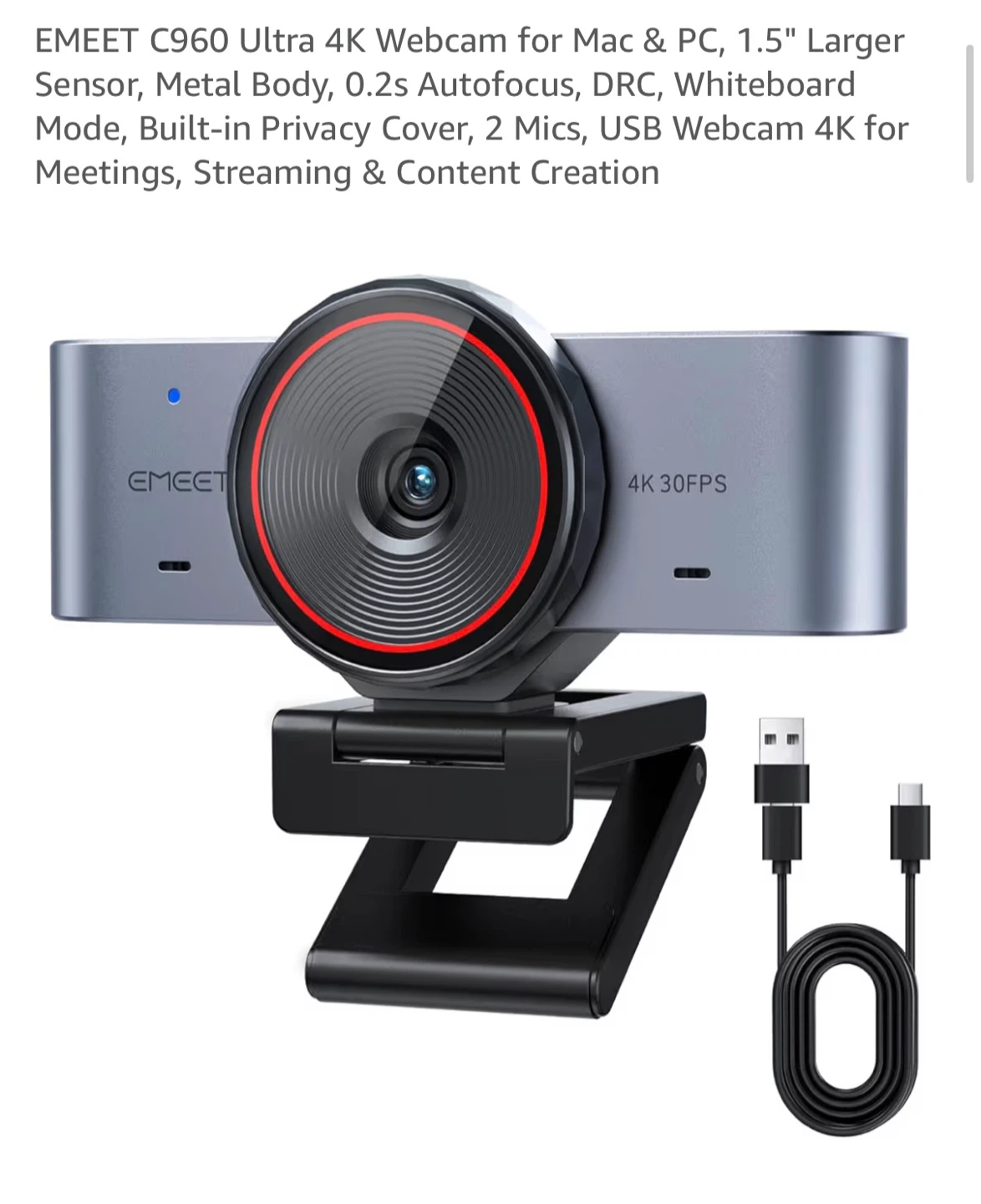 EMEET C960 Ultra 4K Webcam