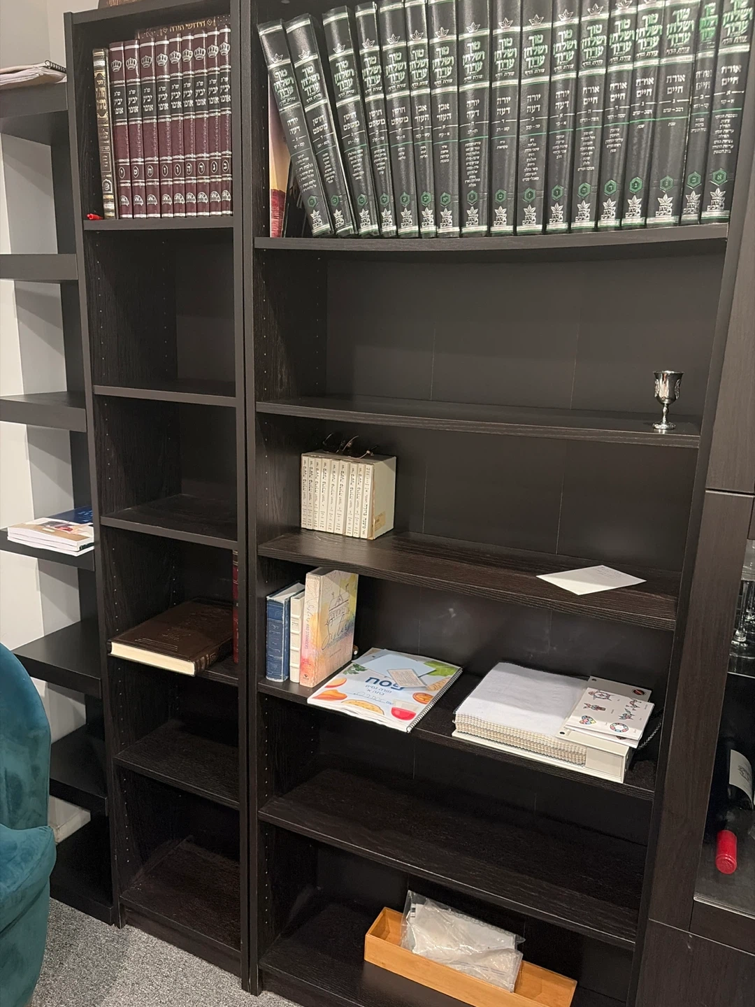 Dark Brown Bookshelf with Glass Doors - photo 3