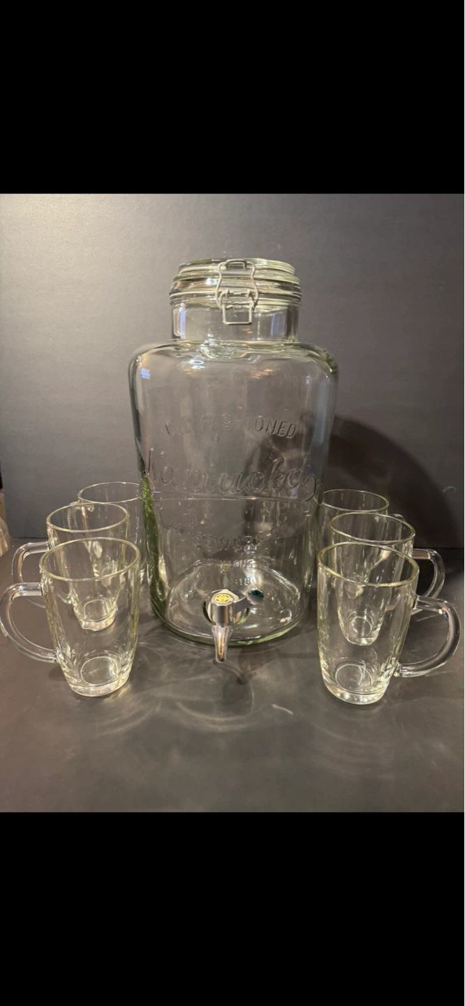 Glass Beverage Dispenser with 6 Cups