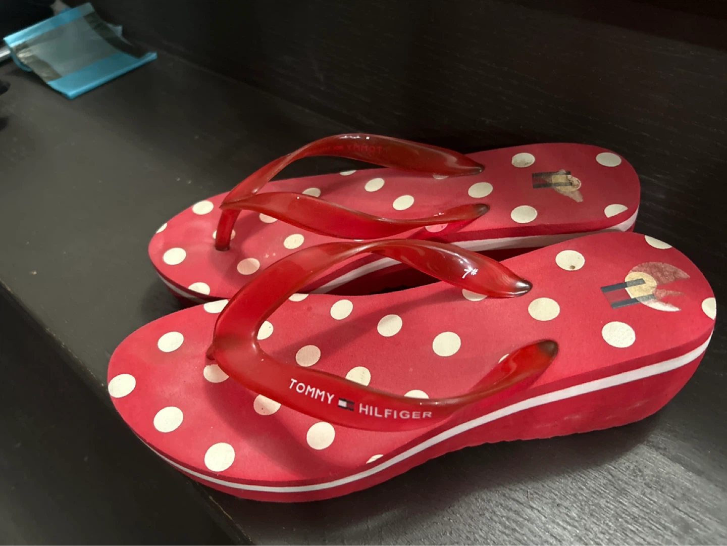 Tommy Hilfiger Red White Polka Dot Flip Flops - photo 2