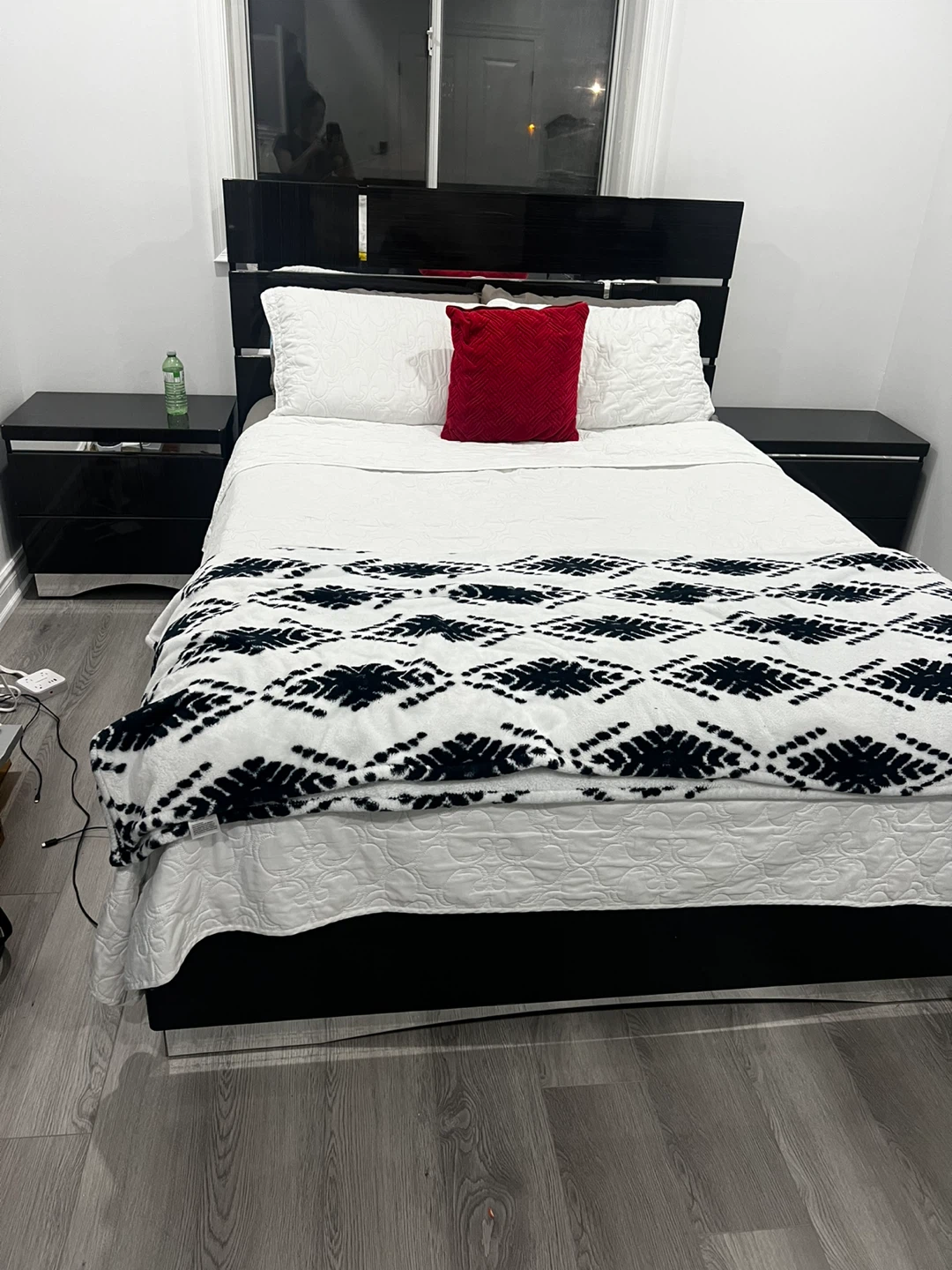 Black 8-Drawer Dresser with Silver Accents